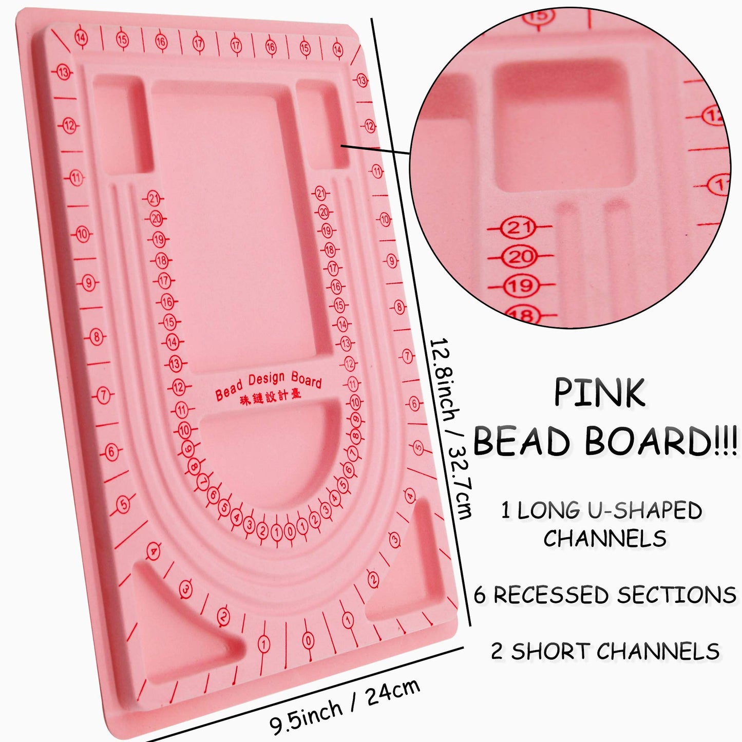 Pink Bead Design Board for Jewelry Making and Bead Layout