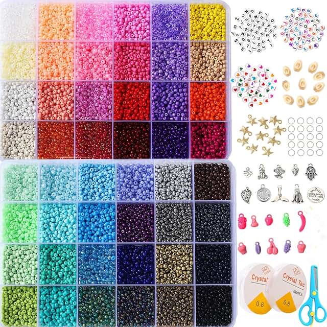 Glass Seed Beads Kit for Jewelry Making, 48 Colors