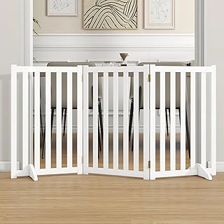 30-inch Tall Wooden Pet Gate with Support Feet