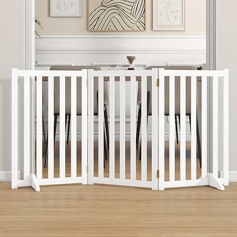 30-inch Tall Wooden Pet Gate with Support Feet