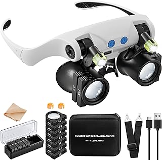 Hands-Free Magnifying Glass with LED Light and 14 Lenses