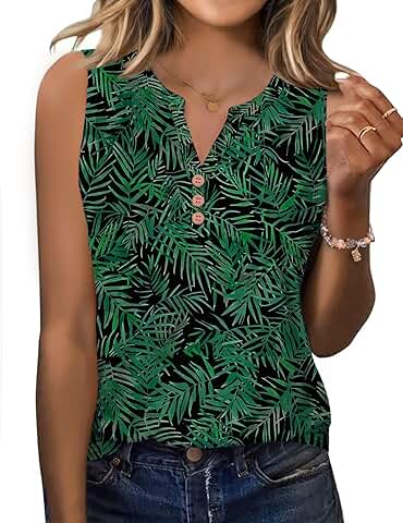 Women's Loose V-Neck Tank Top for Summer Vacation