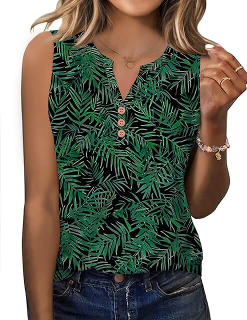 Women's Loose V-Neck Tank Top for Summer Vacation