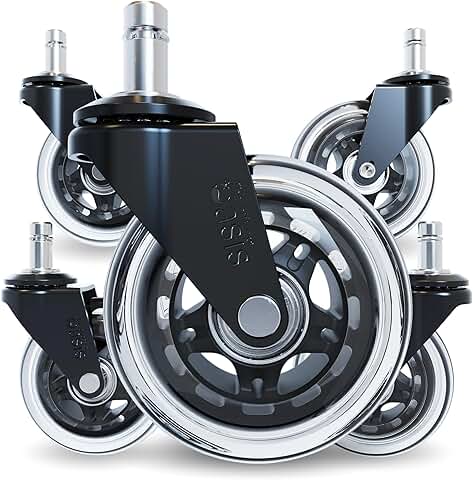 Set of 5 smooth and quiet office chair wheels
