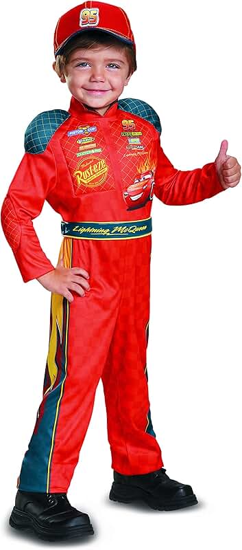 Toddler Cars 3 Lightning McQueen Costume, Red, Large