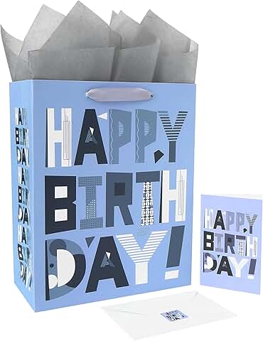Large Silver Gift Bag with Card and Tissue