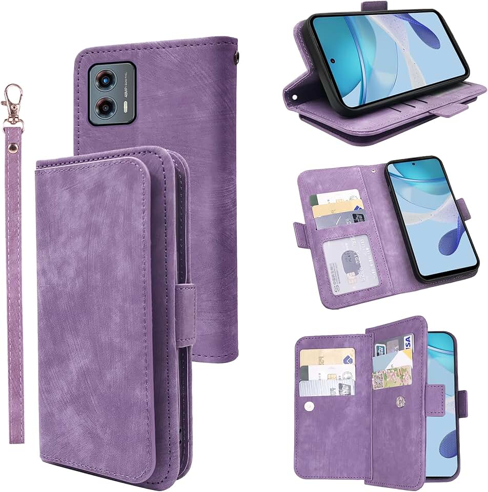 Wallet case with wrist strap and card slots for Moto G 5G