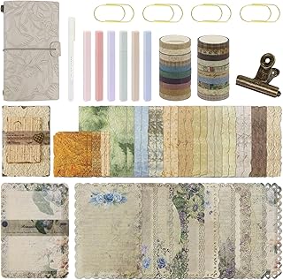 Vintage Scrapbook Kit with Leather Journal and Supplies