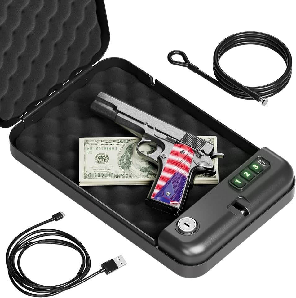 Portable Electronic Pistol Safe with Key Access