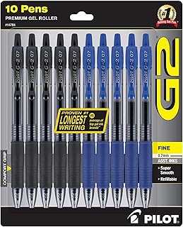 Pack of 10 Fine Point Refillable Retractable Ballpoint Pens