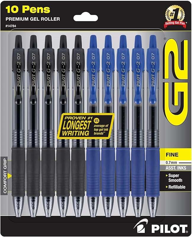 Pack of 10 Fine Point Refillable Retractable Ballpoint Pens