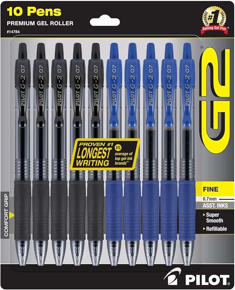 Pack of 10 Fine Point Refillable Retractable Ballpoint Pens