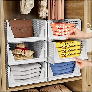 Set of five foldable closet storage boxes