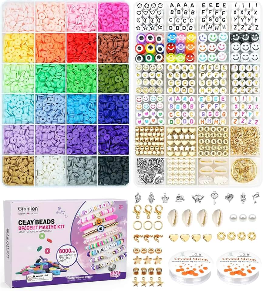 Clay Beads Bracelet Making Kit with Letter Beads and Charms