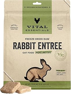 Freeze Dried Raw Cat Food with Rabbit Mini Patties, 15 oz