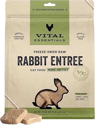 Freeze Dried Raw Cat Food with Rabbit Mini Patties, 15 oz