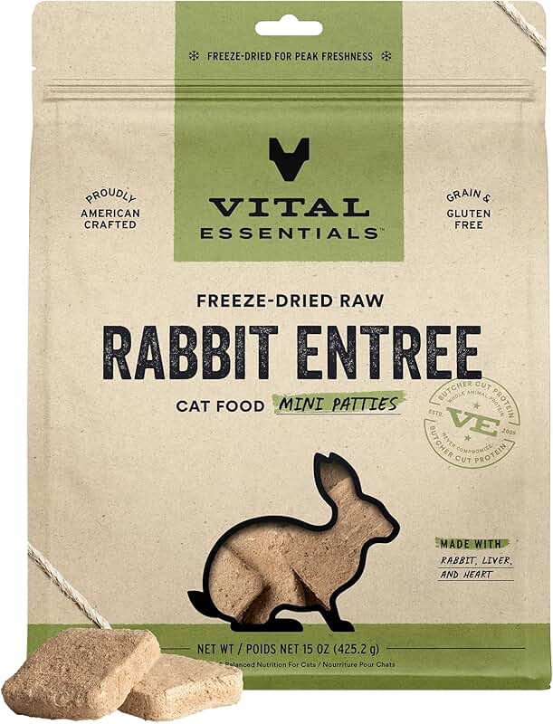 Freeze Dried Raw Cat Food with Rabbit Mini Patties, 15 oz
