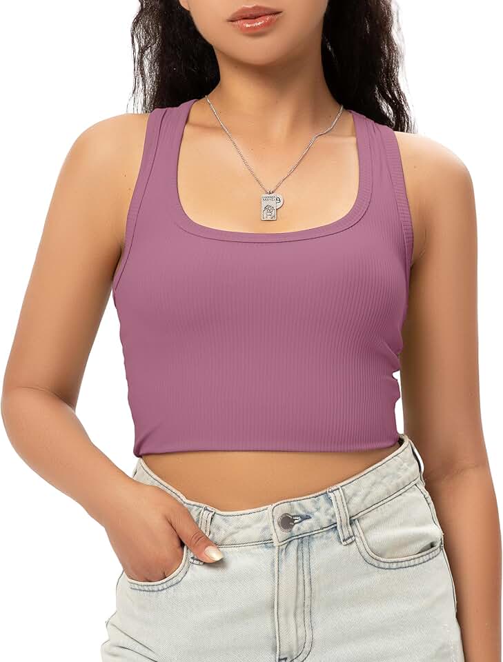 Women's Sports Crop Tank Top for Running and Yoga