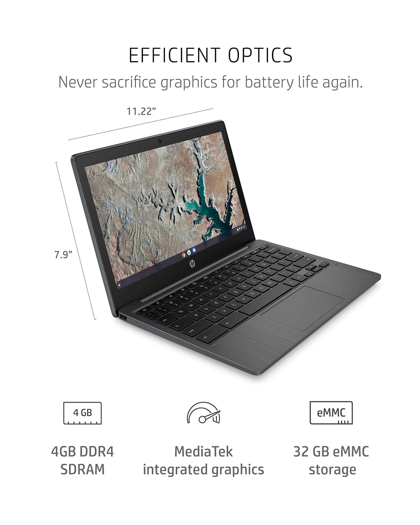 Chromebook 11-inch Laptop - MediaTek - MT8183 - 4 GB RAM - 32 GB eMMC Storage - 11.6-inch HD Display - with Chrome OS - (11a-na0010nr, 2020 model)