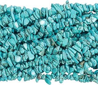 90-Inch Howlite and Turquoise Tumbled Chip Beads for Jewelry