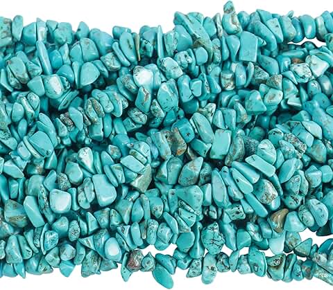 90-Inch Howlite and Turquoise Tumbled Chip Beads for Jewelry