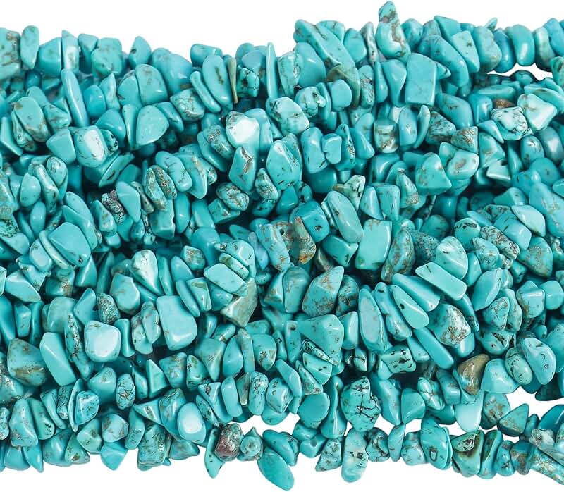 90-Inch Howlite and Turquoise Tumbled Chip Beads for Jewelry