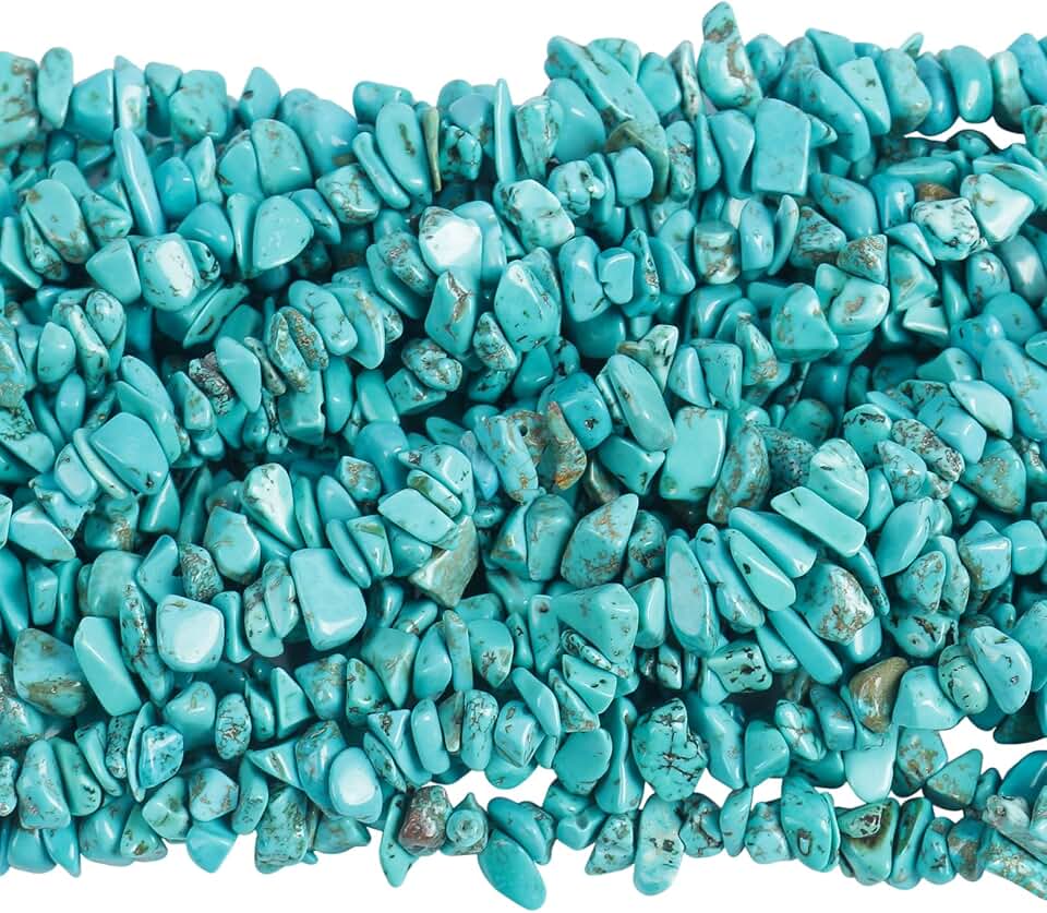 90-Inch Howlite and Turquoise Tumbled Chip Beads for Jewelry
