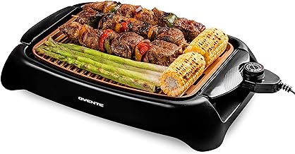Electric Indoor Grill with Non-Stick Surface and Adjustable Temperature