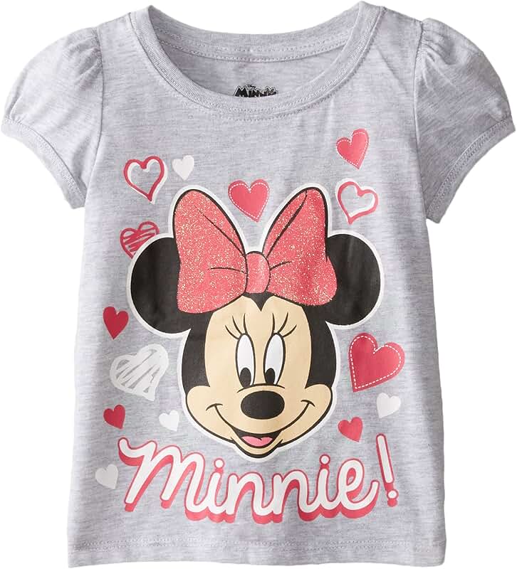 Toddler Girl Short Sleeve Heart Tee, Heather Grey, 2T
