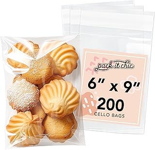 6x9 Clear Self Sealing Cellophane Bags, 200 Pack