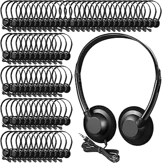 60 Pcs Classroom On-Ear Headphones for Kids and Adults