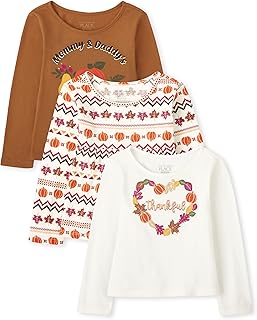 Long Sleeve Shirts for Baby and Toddler Girls, 3-Pack