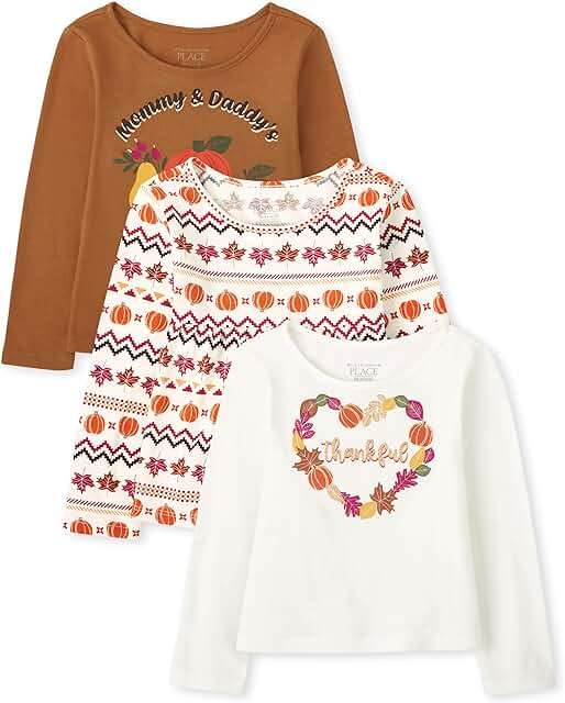 Long Sleeve Shirts for Baby and Toddler Girls, 3-Pack