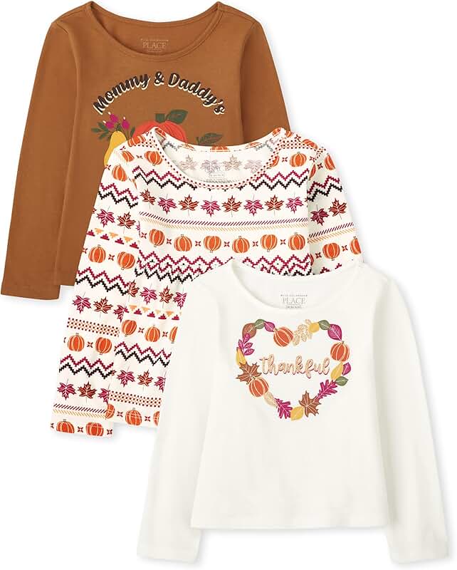 Long Sleeve Shirts for Baby and Toddler Girls, 3-Pack