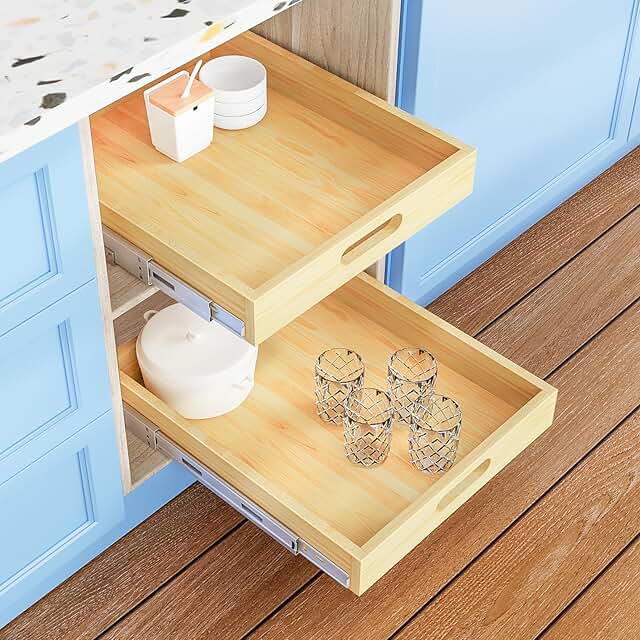 Pull Out Wood Cabinet Shelf for Kitchen Storage