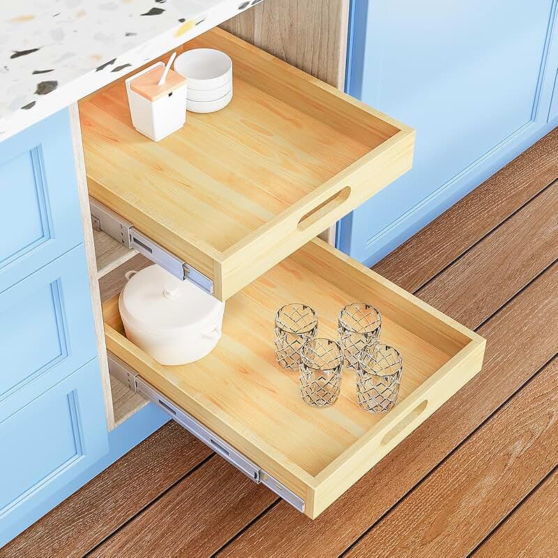 Pull Out Wood Cabinet Shelf for Kitchen Storage