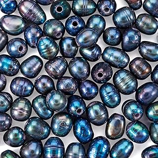 100 Pieces 7-10mm Natural Black Oval Freshwater Pearl Beads
