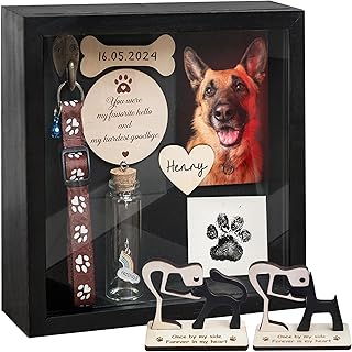 Pet Memorial Shadow Box with Paw Print and Photo Frame