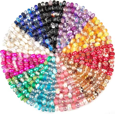220 Pcs European Large Hole Spacer Beads for Jewelry Making