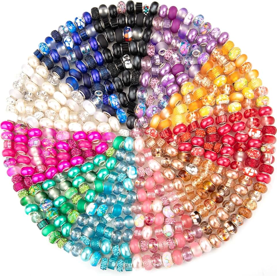 220 Pcs European Large Hole Spacer Beads for Jewelry Making