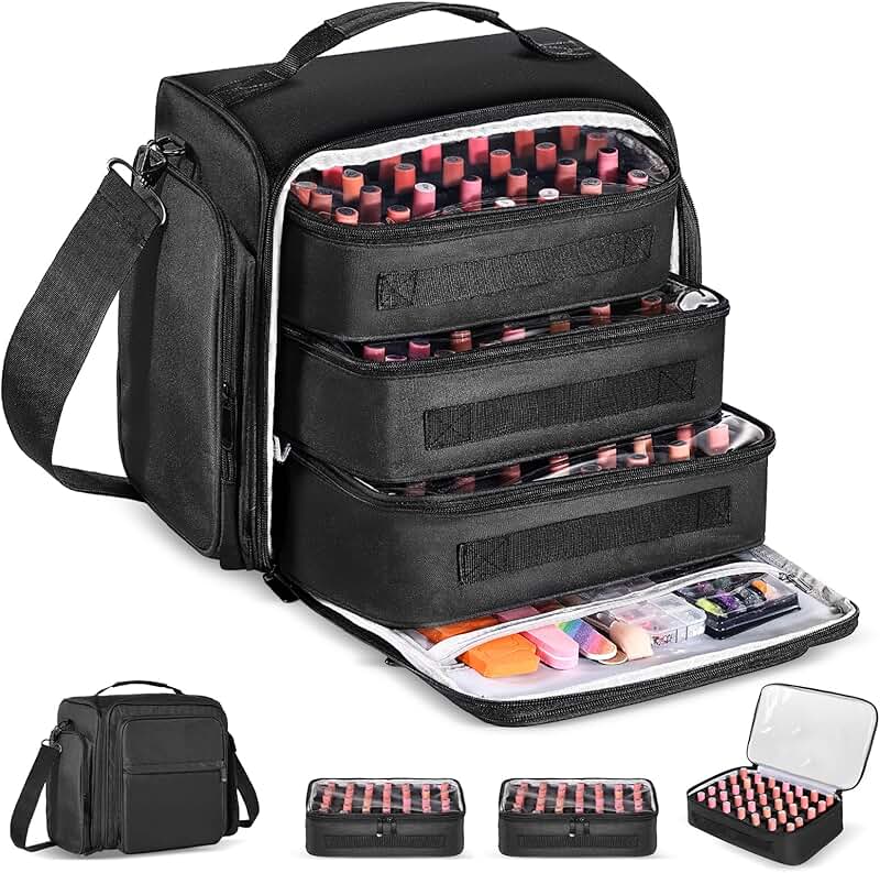 Large Nail Polish Organizer with Removable Pouches