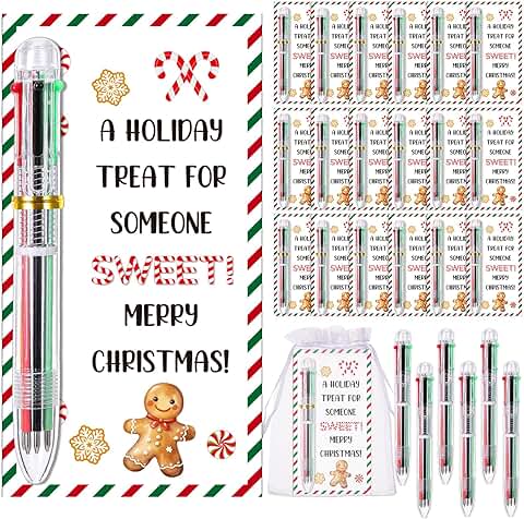 Christmas Candy Cane Gift Set with Pens Cards and Bag