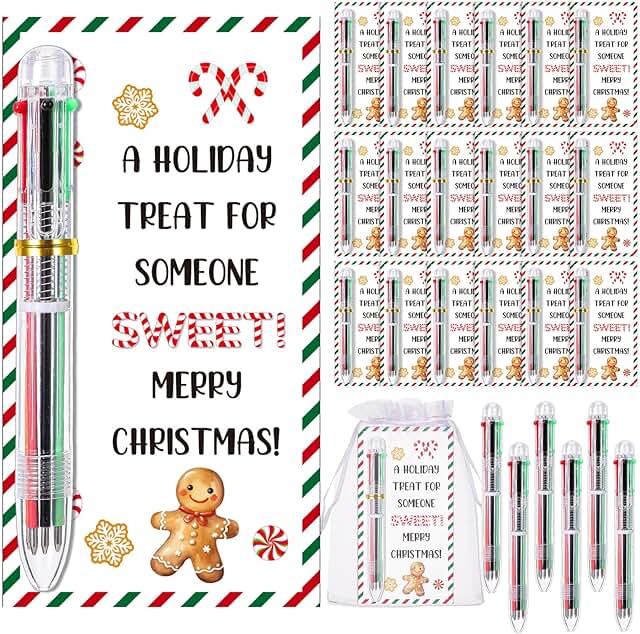 Christmas Candy Cane Gift Set with Pens Cards and Bag
