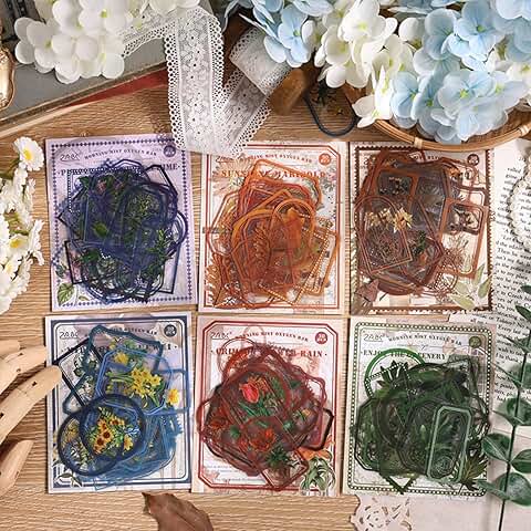 180PCS Floral Holographic Scrapbook Stickers