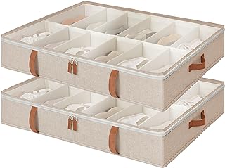 Under Bed Shoe Storage Organizer, 2-Pack, Brown