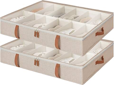Under Bed Shoe Storage Organizer, 2-Pack, Brown