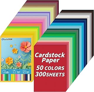 300 Colored Cardstock Sheets in 50 Assorted Colors
