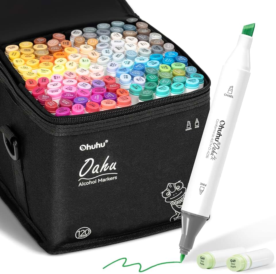 120-color alcohol-based refillable art marker set