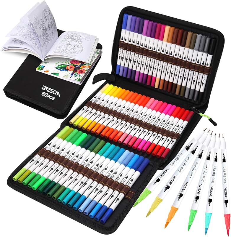 Art Duo Tip Brush Markers Set with 60 Colors