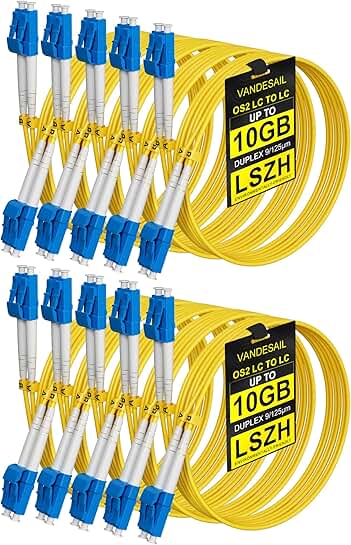 0.5m LC to LC Single Mode Fiber Patch Cable (10 Pack)